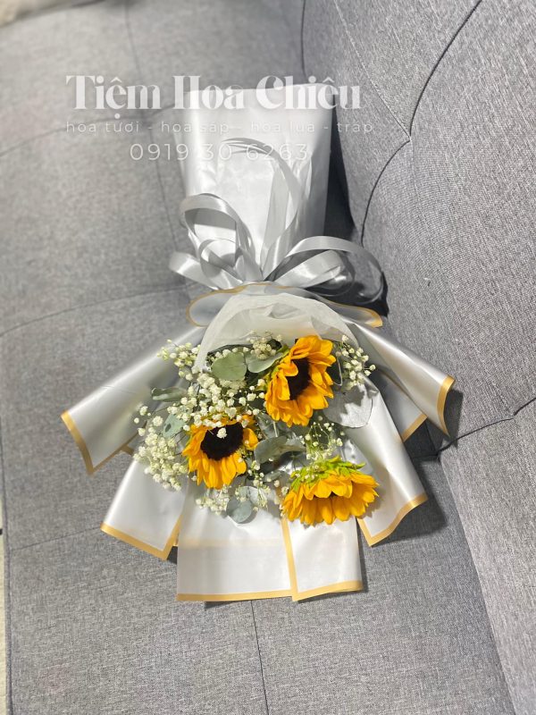 Hoa Bó Hướng Dương tone xám 00107