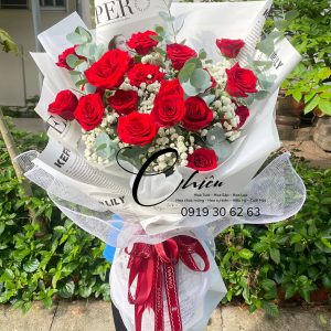 Hoa bó tone đỏ 0062