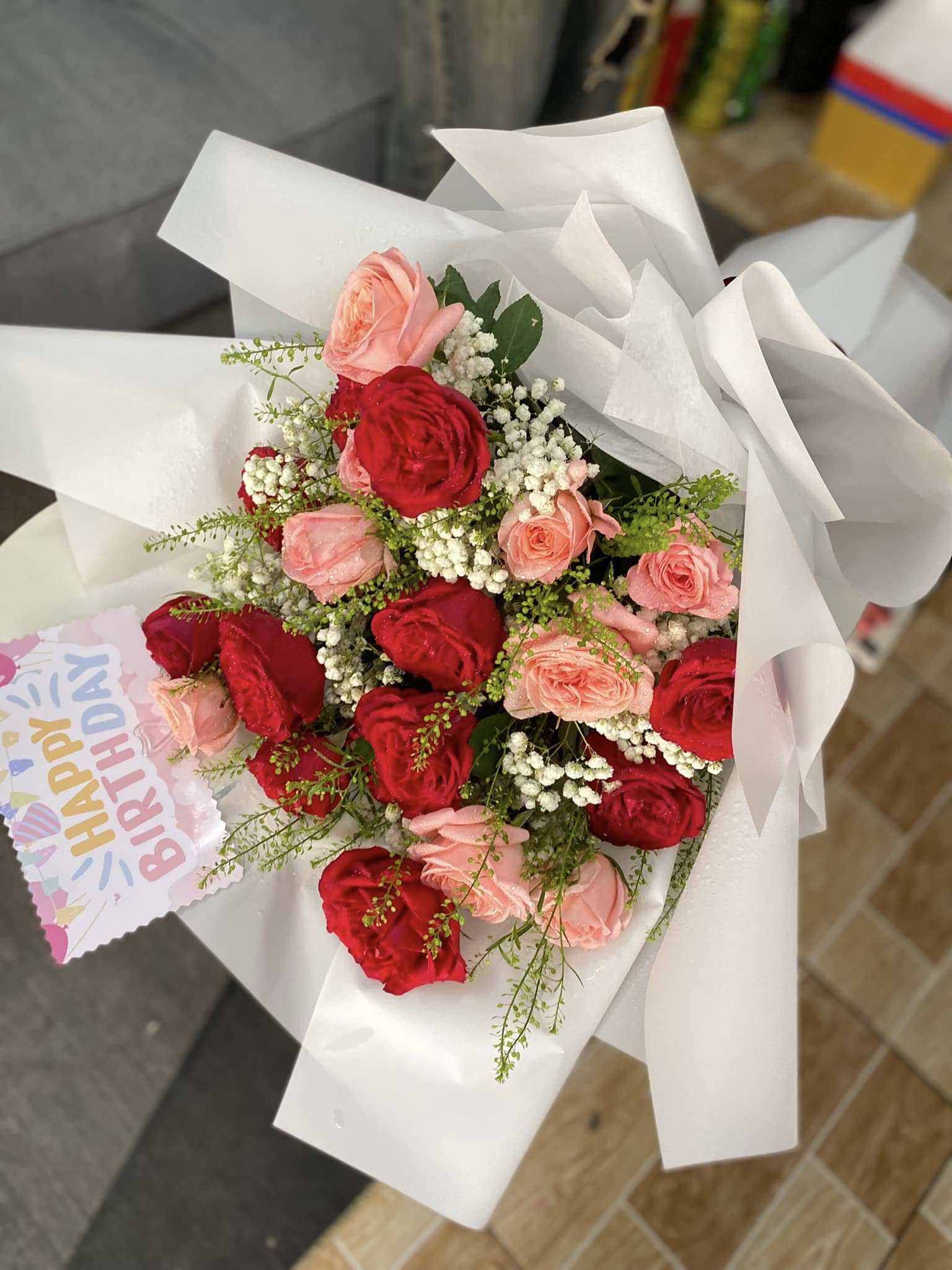 Hoa Bó đỏ mix hồng 00118
