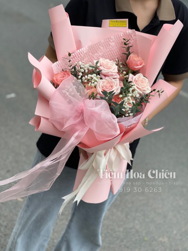 Hoa bó tone hồng 0065