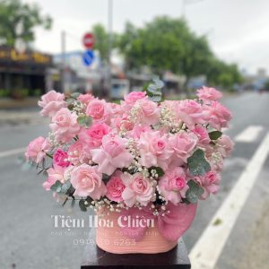 Giỏ Hoa Tone Hồng GHD037