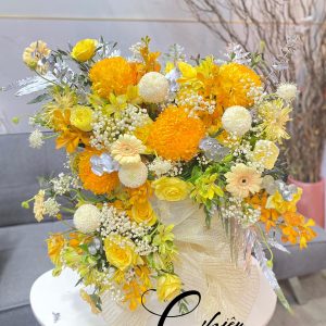 Giỏ Hoa Tone Vàng Rực Rỡ GHD036