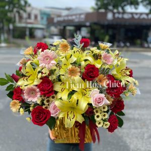 Giỏ Hoa Lily Mix Hồng GHD042